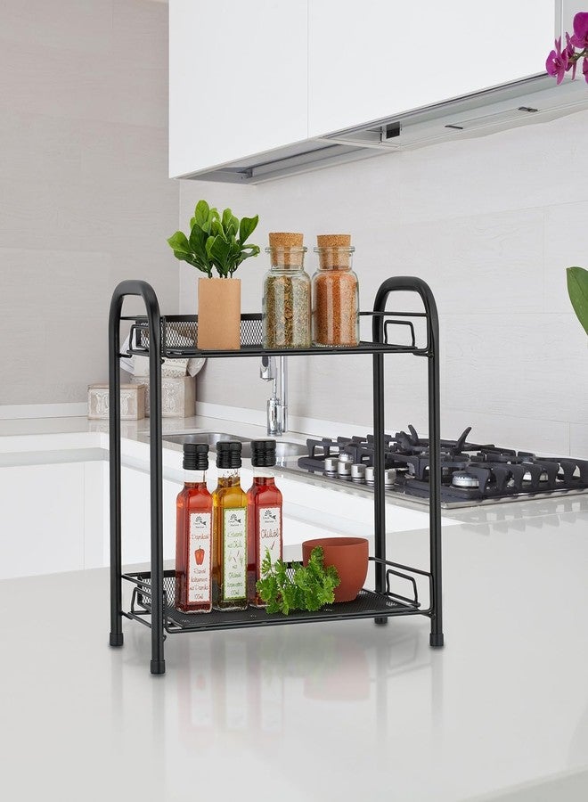 HOME CUBE Metal 2 Tier Kitchen Countertop Spice Container Organizer Rack for Cabinet Pantry - Seasoning Storage Shelf - Bathroom Storage - Image 2